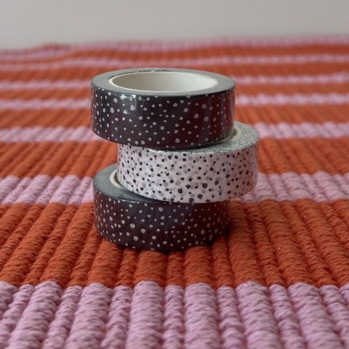 3 Roll Black & White Washi Tape Set – Polka Dot Scrapbook - photo 3