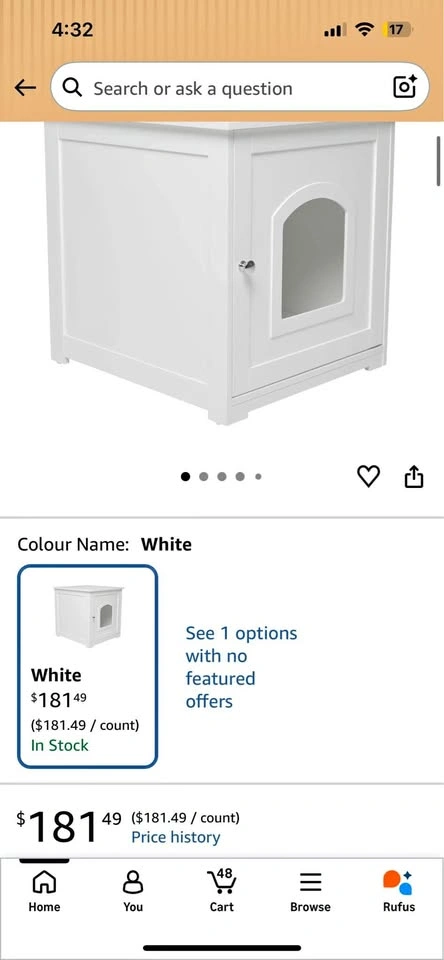White Hidden Litter Box Enclosure