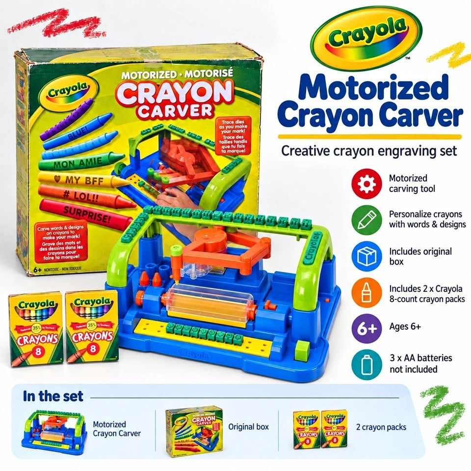Crayola Motorized Crayon Carver - New Open Box + Bonus Crayons