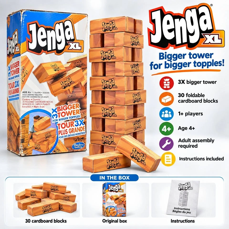 Hasbro Jenga XL 3X Bigger Tower Giant Cardboard Block Game
