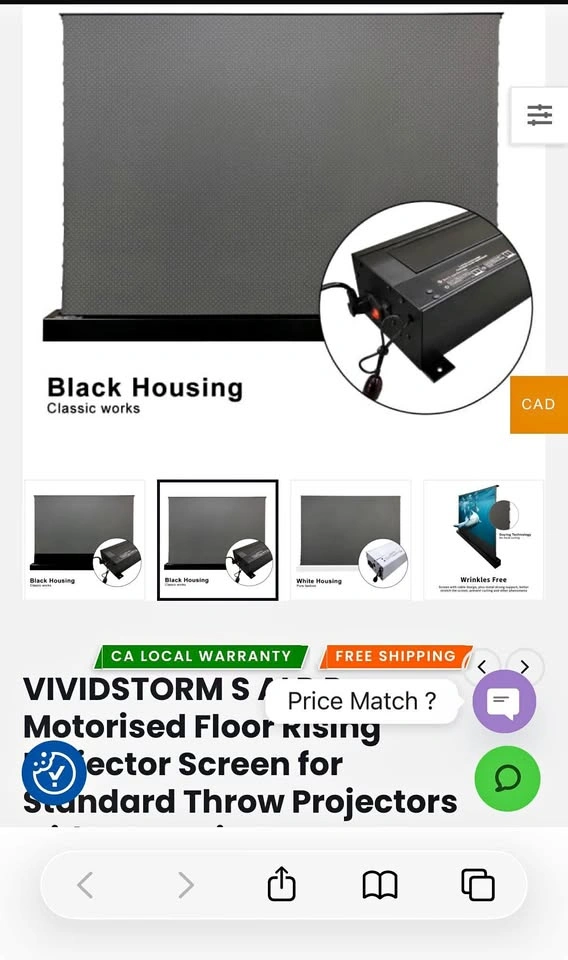 Floor rising ALR projector screen