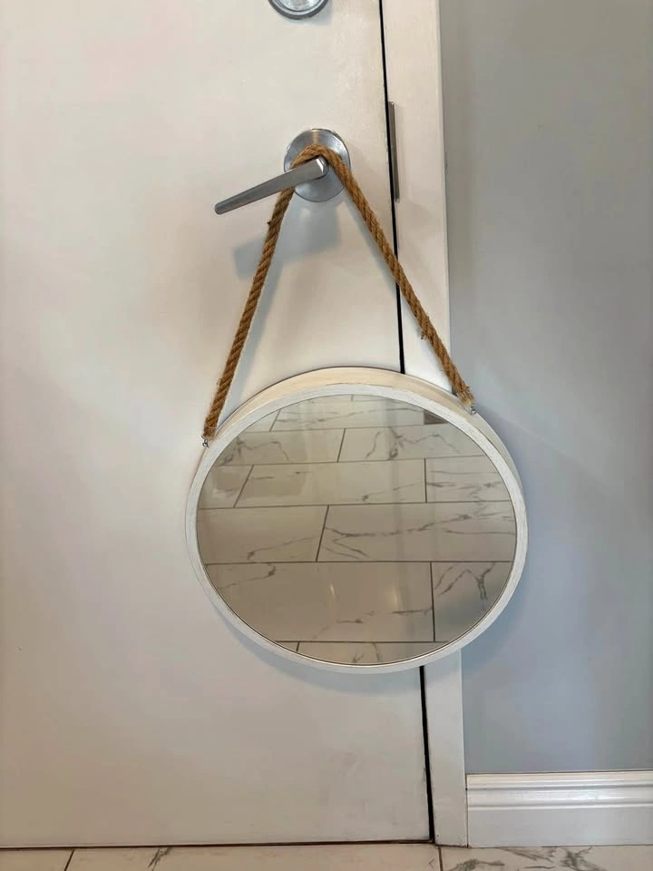 Vintage white round mirror