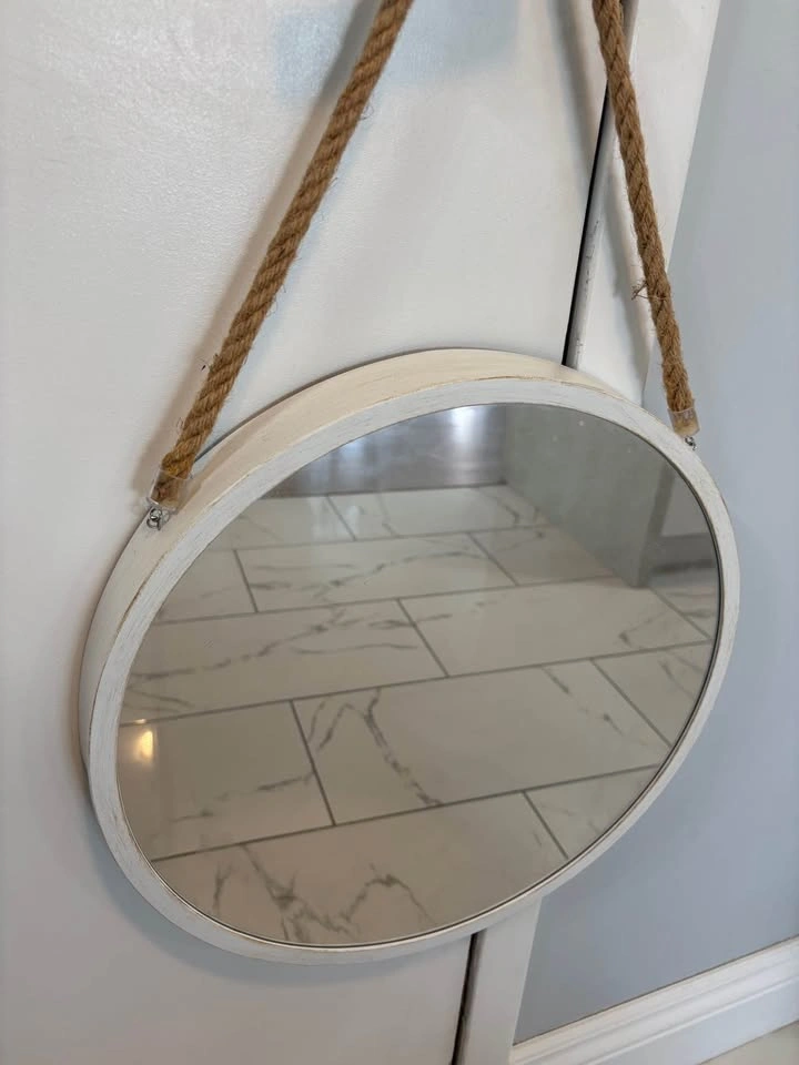 Vintage white round mirror - photo 3