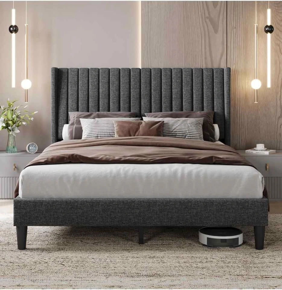 Yaheetech Queen Bed Upholstered Bed Frame with Wing Edge - photo 4