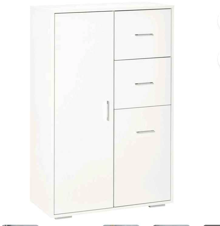 White Storage Cabinet with 2 Drawers and 2 Doors - photo 2