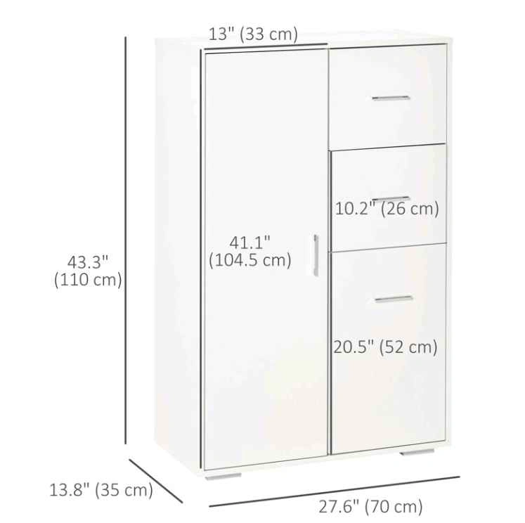 White Storage Cabinet with 2 Drawers and 2 Doors - photo 3