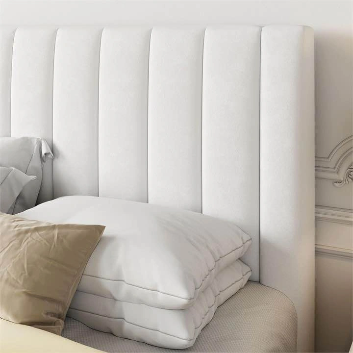 New White Upholstered Queen Platform Bed Frame - photo 3