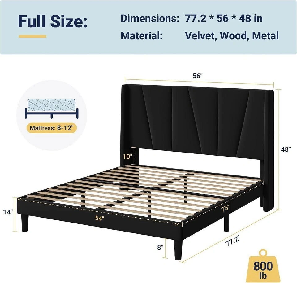 New Queen Wingback Upholstered Bed Frame - photo 3