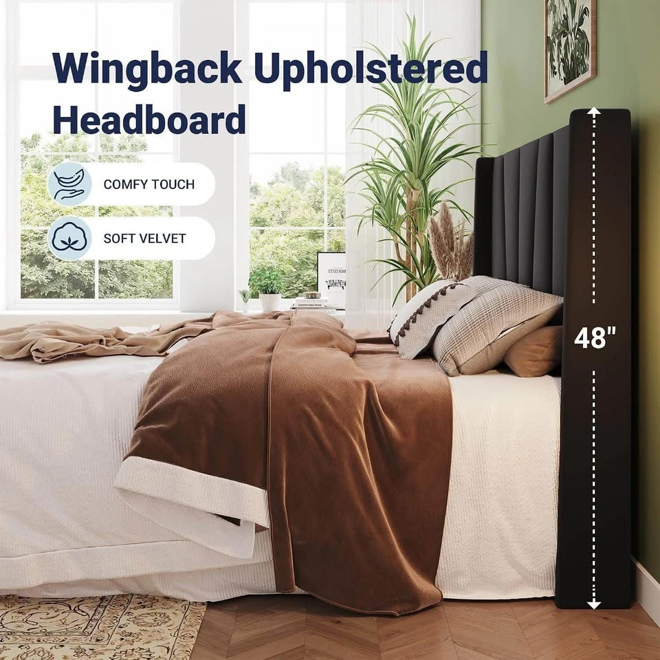 New Queen Wingback Upholstered Bed Frame - photo 4