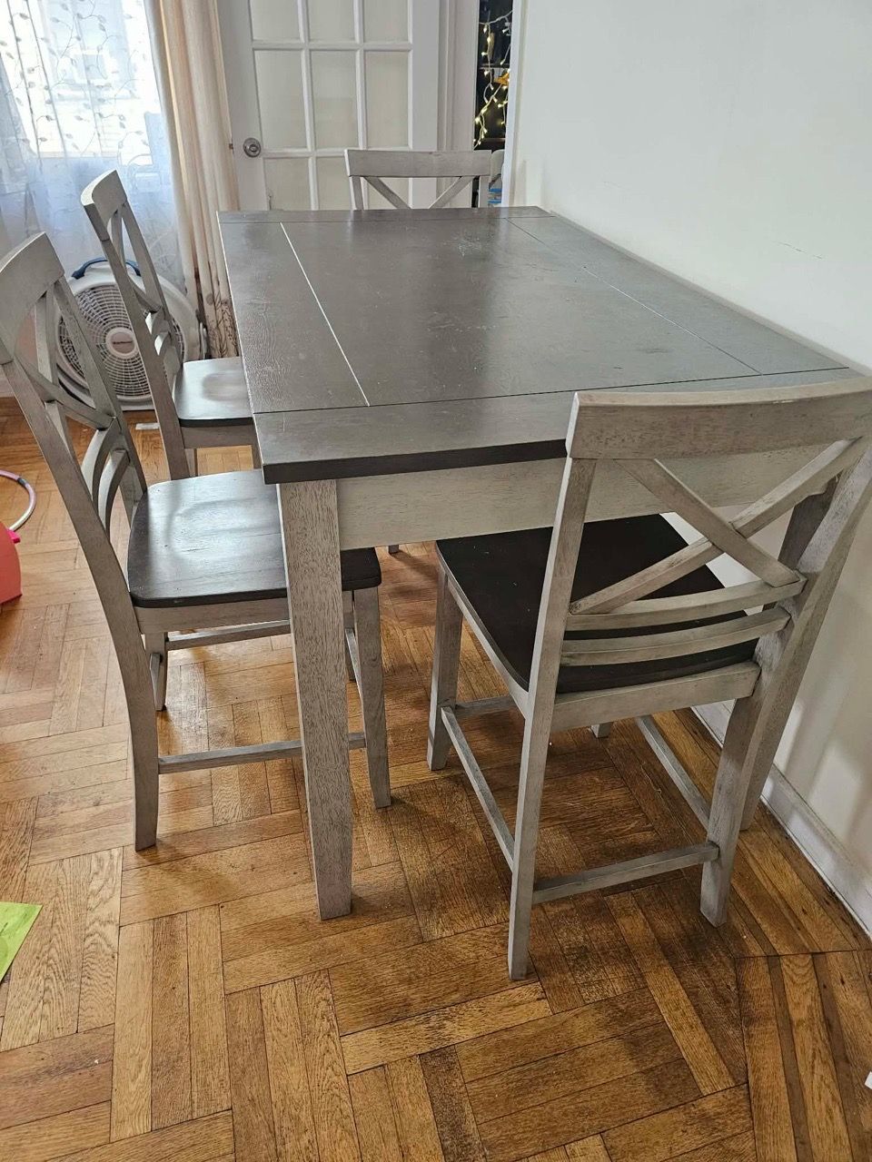 Solid Counter-Height Dining Set w/ 4 Storage Drawers & 4 Chairs - photo 3
