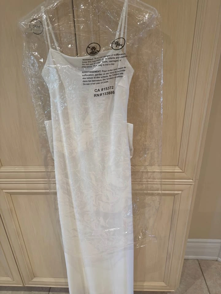 Peek Inside White Cowl Neck Maxi Dress with Back Bow Size S - photo 2
