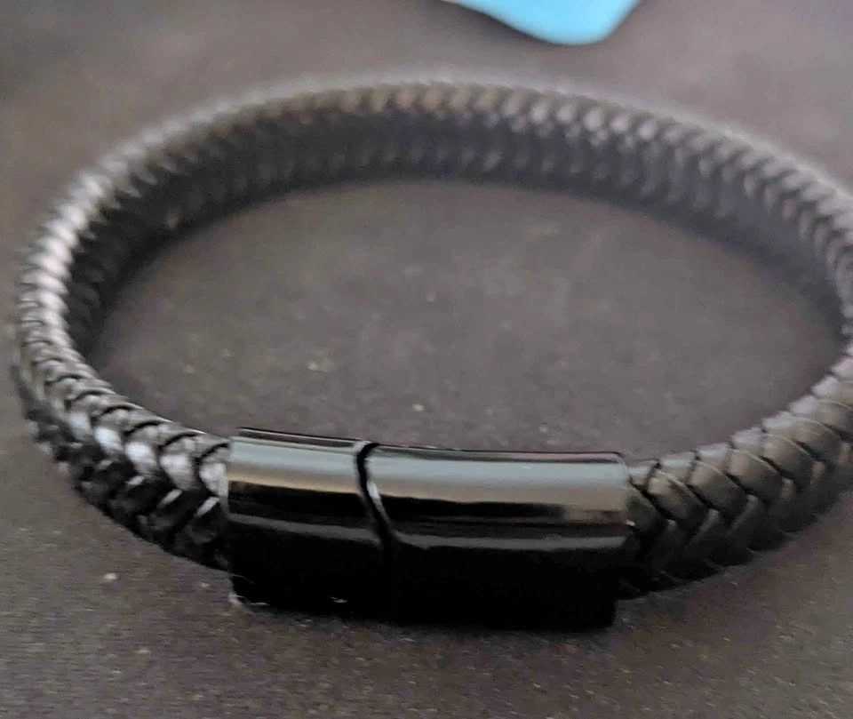 Brand New Black Braided Leather Bracelet