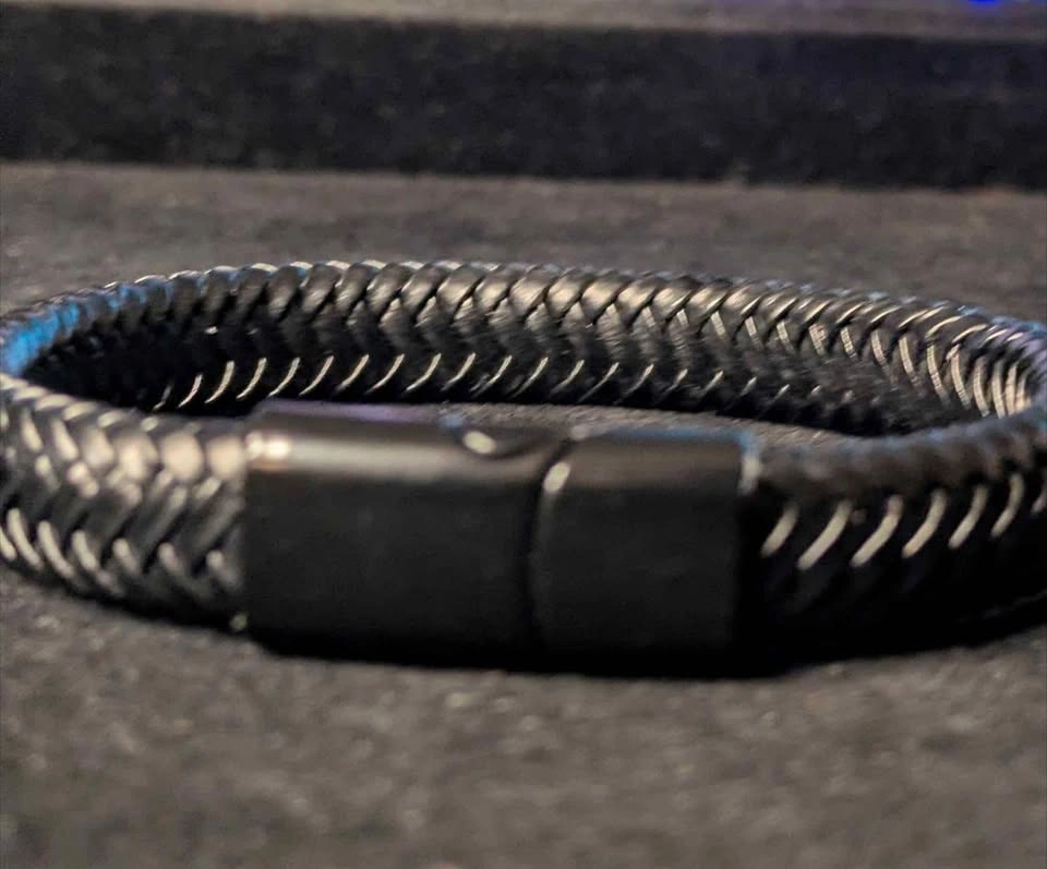 Brand New Black Braided Leather Bracelet - photo 3