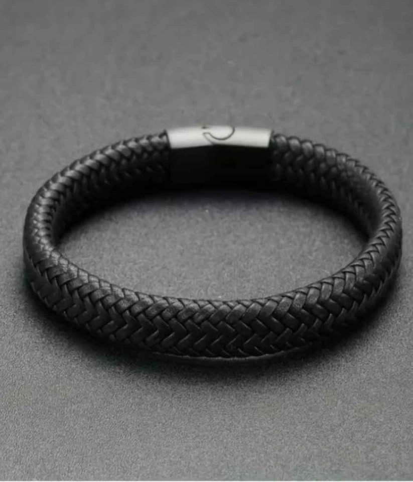 Brand New Black Braided Leather Bracelet - photo 5