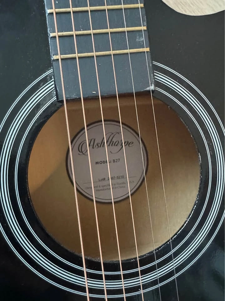 Ashthorpe B27 Black Acoustic Guitar + Gig Bag – Great Beginner G - photo 3