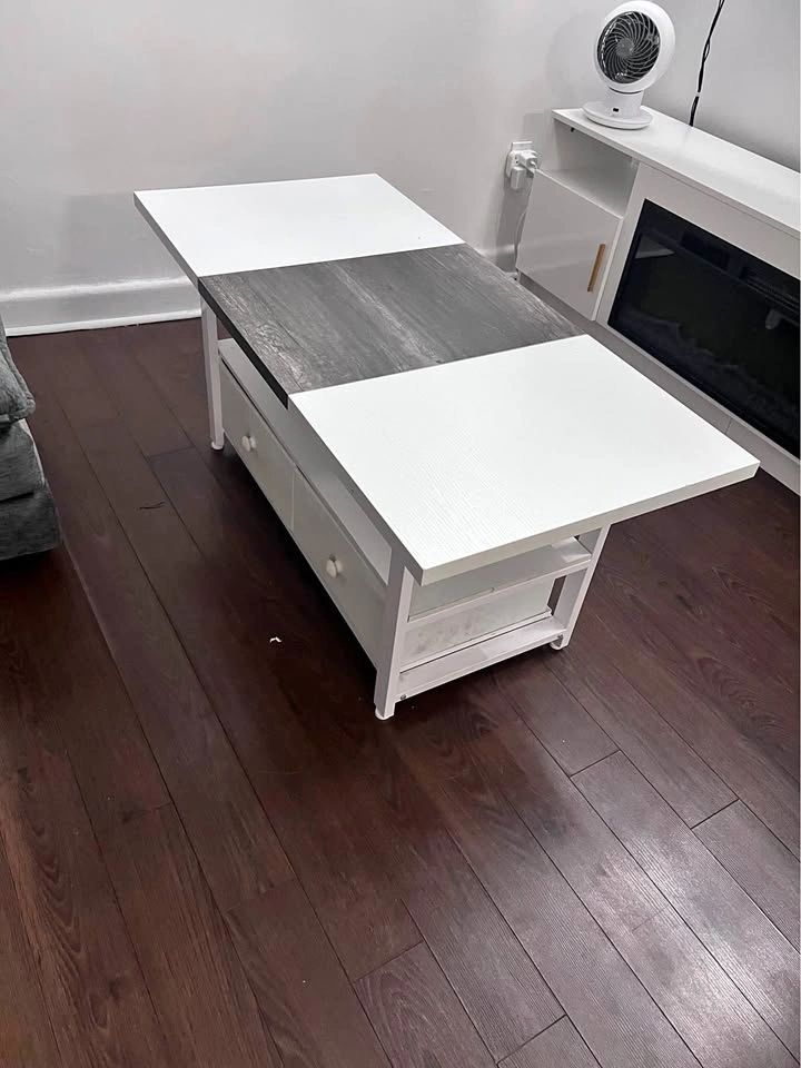 White and Grey Coffee Table with Drawers