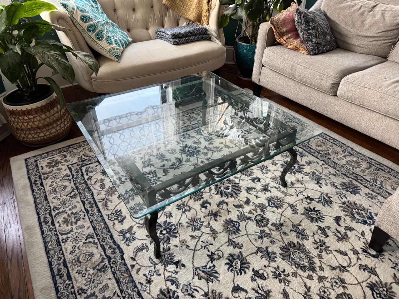 Coffee table metal and glass - photo 2