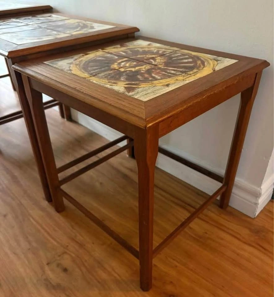 Vintage 1960s Danish Teak & Tile Nesting Tables (Set of 3) - photo 5