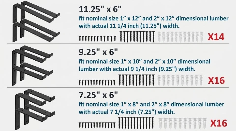 FOTODA 4PK HEAVY-DUTY 6"H SHELF BRACKETS - photo 3