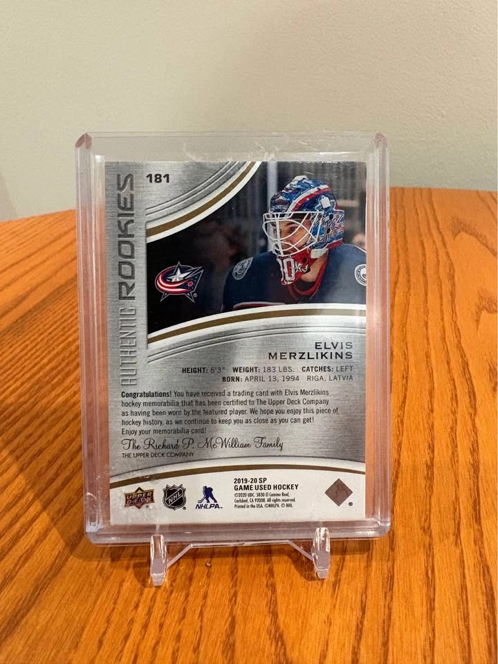 Elvis Merzlikins Authentic rookies /65 - photo 2
