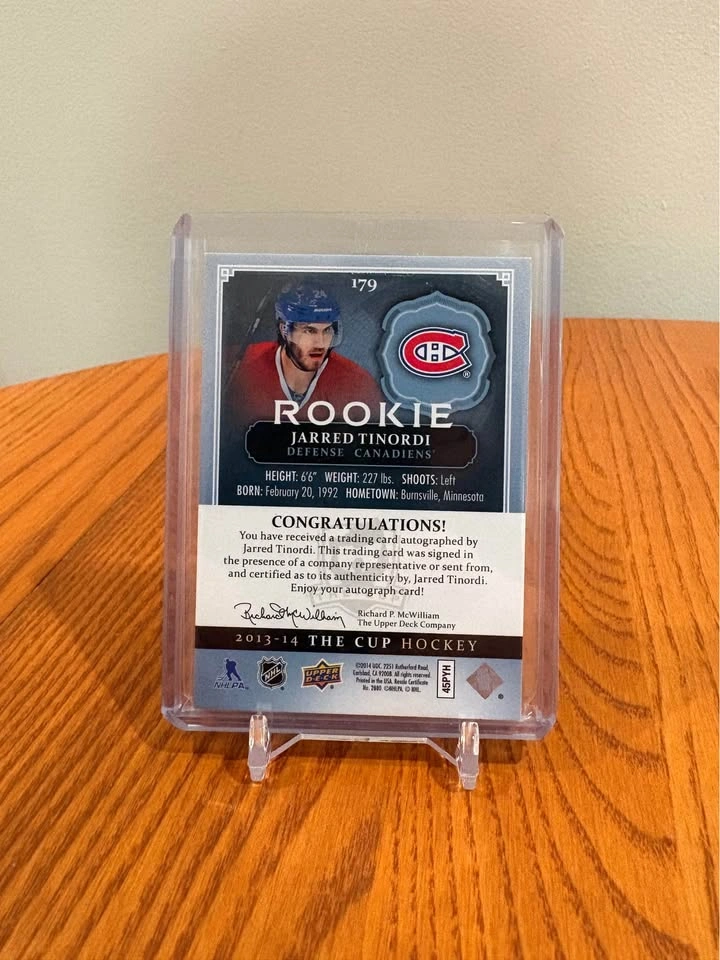 Jarred Tinordi auto rookie /25 - photo 2
