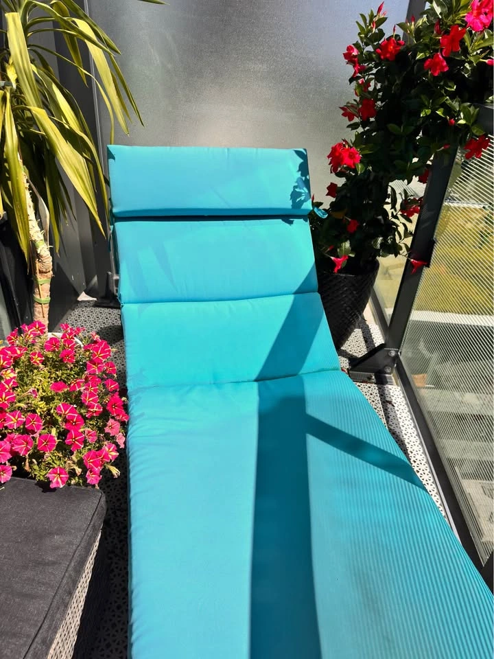 Outdoor Patio Chaise Lounge (Adjustable) with Turquoise Cushion - photo 2