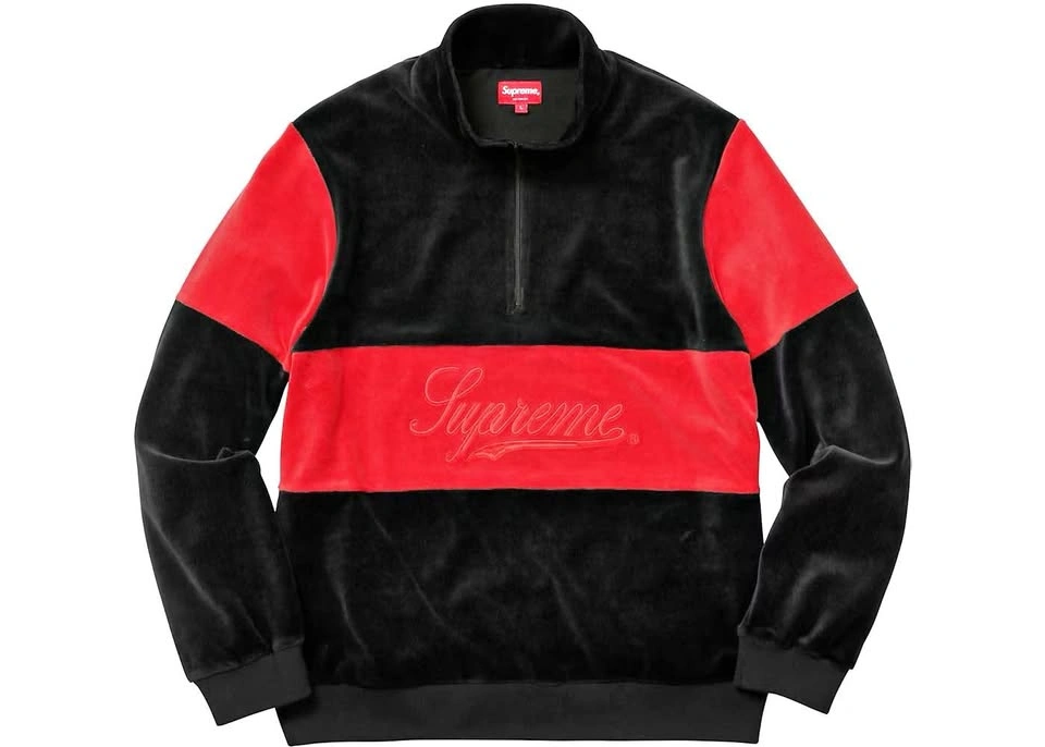 Supreme velour quarter zip pull over size large