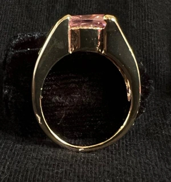 Man's gold plate ring with faux gold topaz size 10 - photo 2