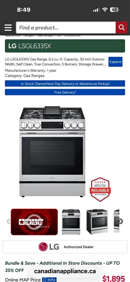 Looking for a gas stove with 120v connection