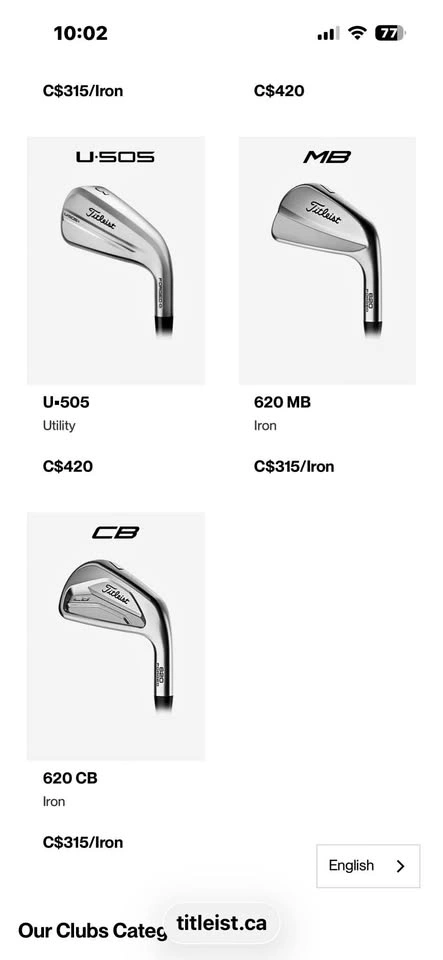 Titleist 620CB 5-P irons