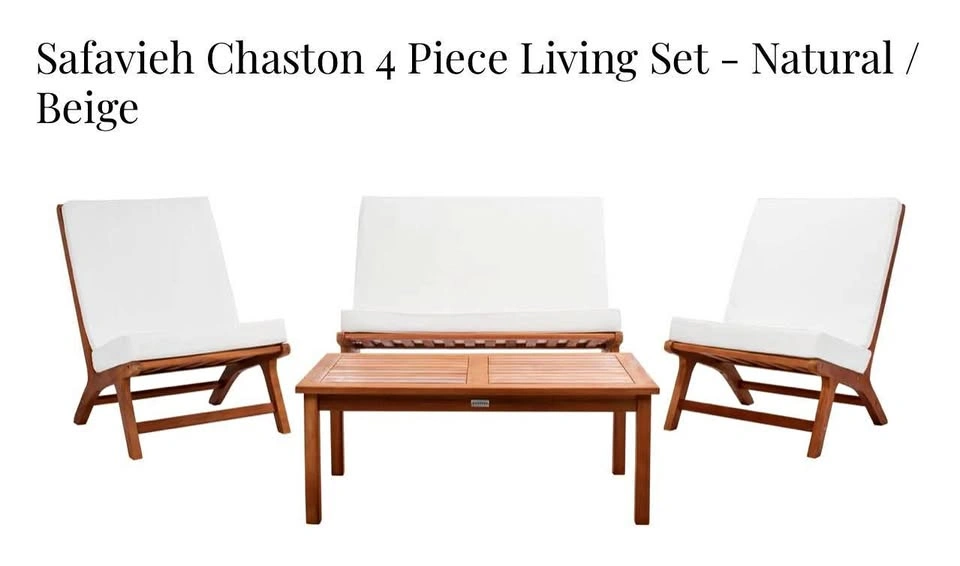 Safavieh Chaston 4 Piece Living Set - Natural / White