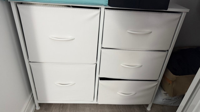 White 5-Drawer Fabric Storage Dresser