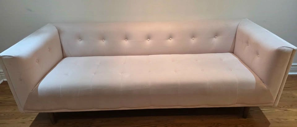 Mid-Century Modern Tufted Sofa / Couch – Light Pink Velvet - photo 2