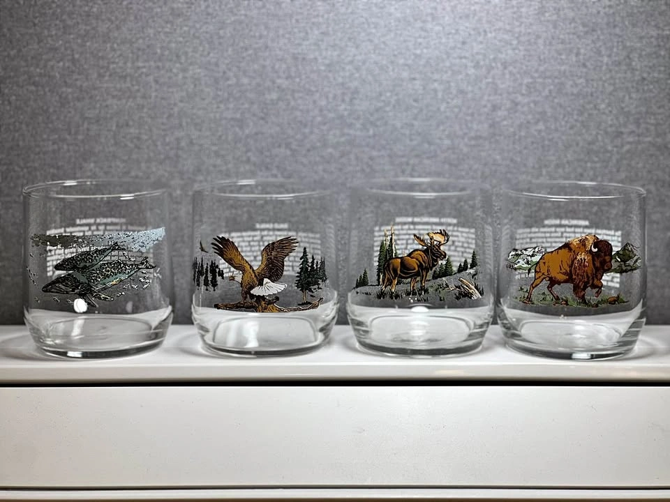 Vintage Sunoco Libbey Wildlife Rocks Glasses - Set of 4
