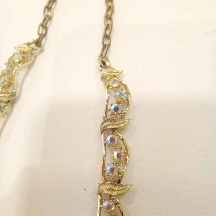 Vintage Gold Tone Aurora Borealis Necklace Signed Coro - photo 4