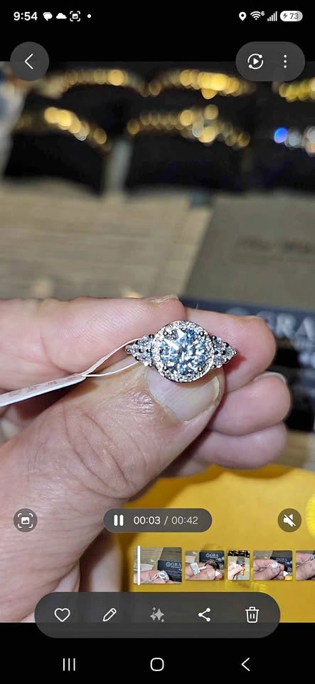 GRA Moissanite Halo Engagement Ring