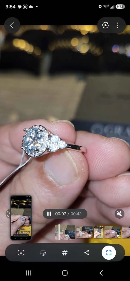 GRA Moissanite Halo Engagement Ring - photo 2