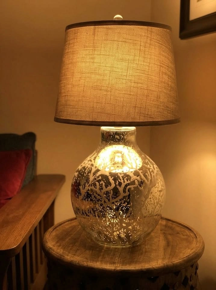 Mercury Glass Table Lamp – Coral Design - photo 2