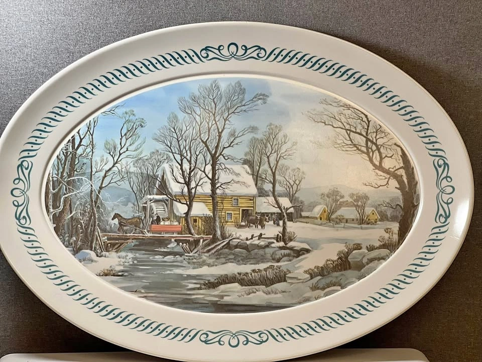 Vintage Brookpark Melamine Oval Serving Platter - 21 inch