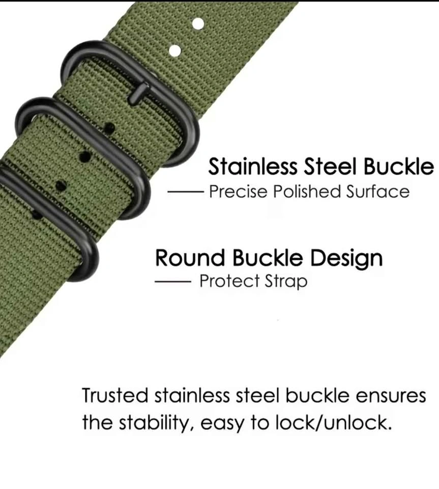 Quick Release Woven Nylon Watch Strap with Round Buckles