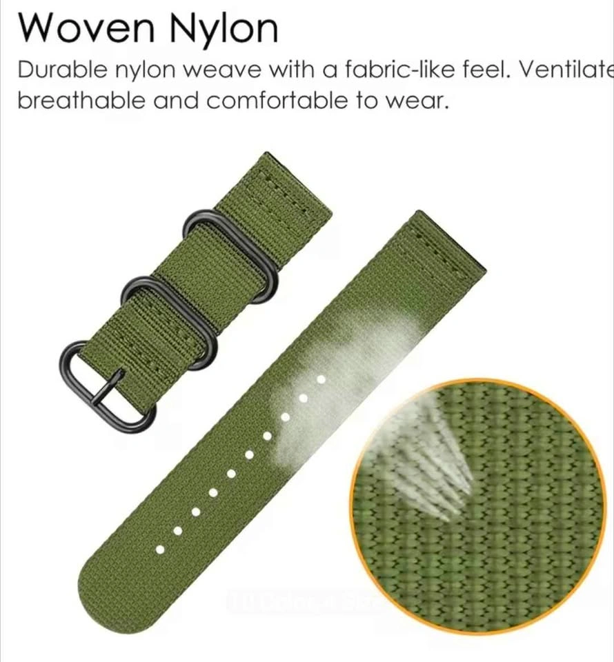 Quick Release Woven Nylon Watch Strap with Round Buckles - photo 2