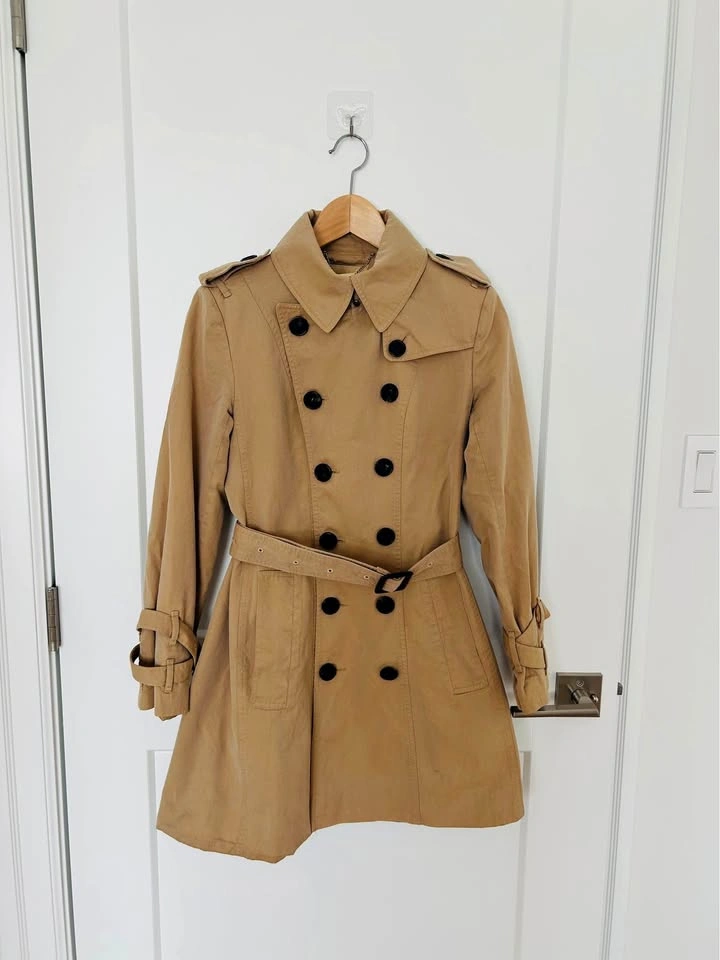 Cotton Tan Double-Breasted Trench Coat