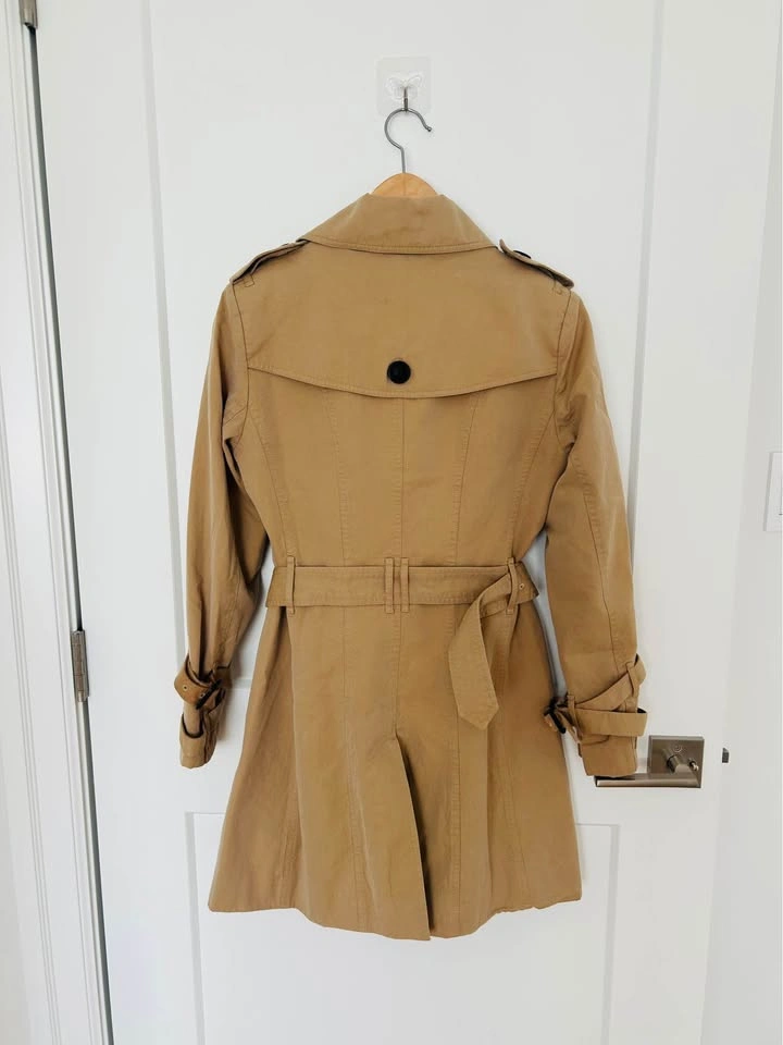 Cotton Tan Double-Breasted Trench Coat - photo 3