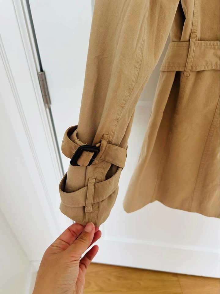 Cotton Tan Double-Breasted Trench Coat - photo 4