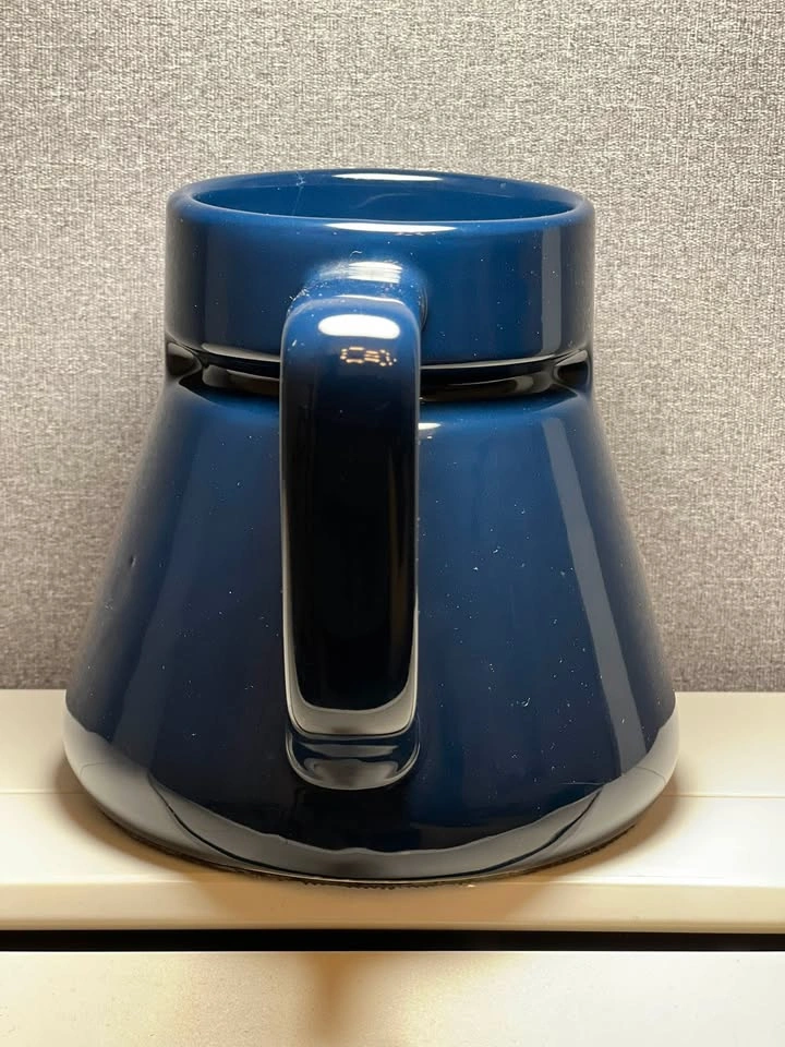 Pier 1 Navy Blue Wide-Bottom Mug with Lid & Non-Skid Base - photo 2