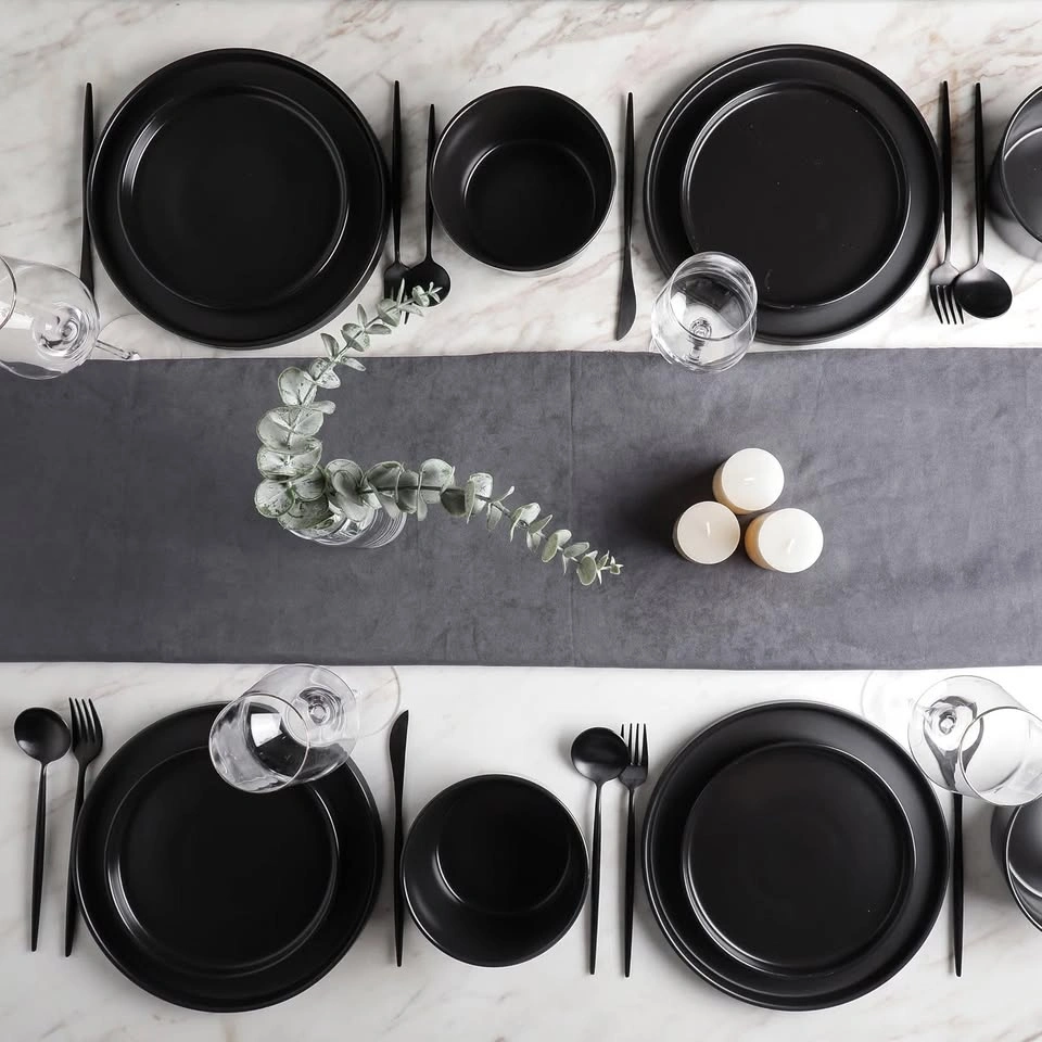 Stone Lain Modern Ledge 16-Piece Dinnerware Set (Matte Black) - photo 3