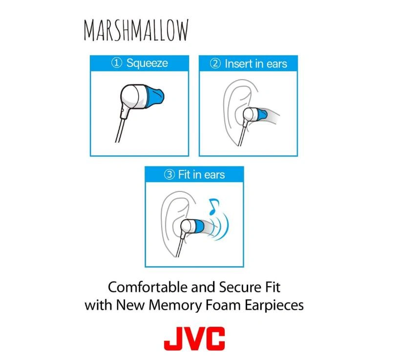 NEW JVC Marshmallow Memory Foam Headphones - White - photo 4