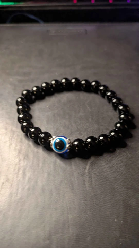 Black Beaded Evil Eye Bracelet - photo 3