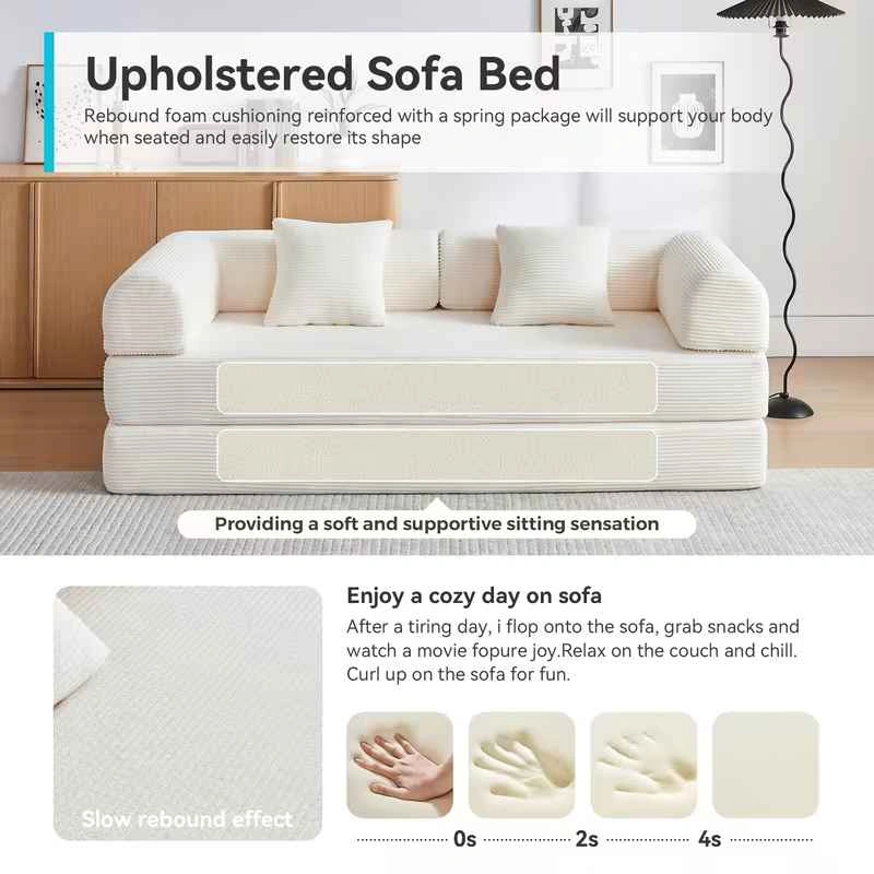 Brand New Boneless Queen Sofa Bed, 79" Convertible - photo 2