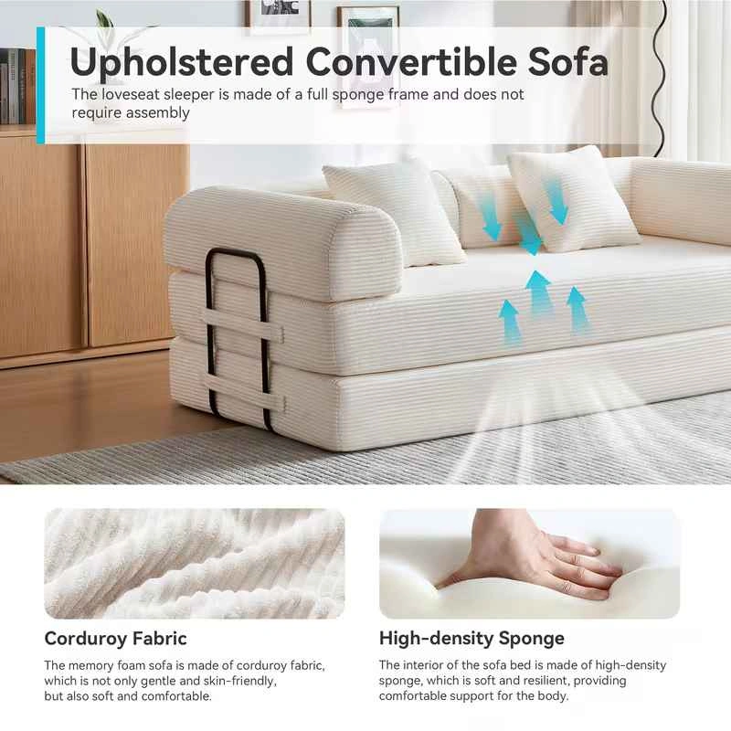 Brand New Boneless Queen Sofa Bed, 79" Convertible - photo 3